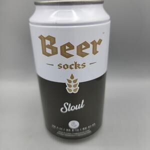 Luckies Stout Beer Socks In A Can Mens US Sz 8-12 One Pair MID Calf Unopened
